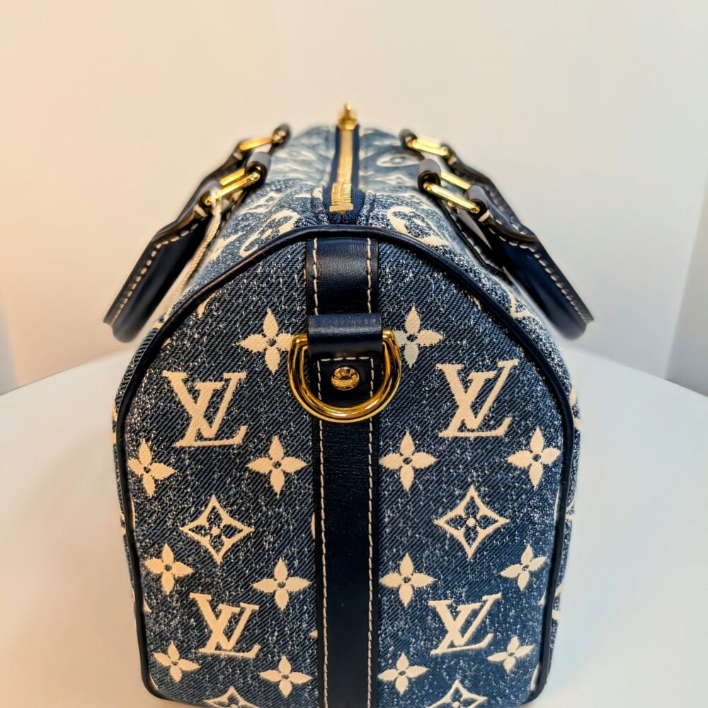 Louis Vuitton Denim Jacquard Monogram Speedy Bandoulière 25 - Picture 5 of 16